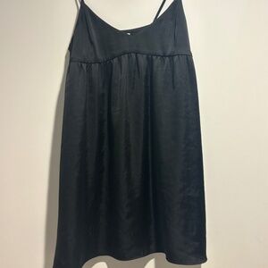 Aritizia (Wilfred) Satin Black Babydoll Minidress - XS